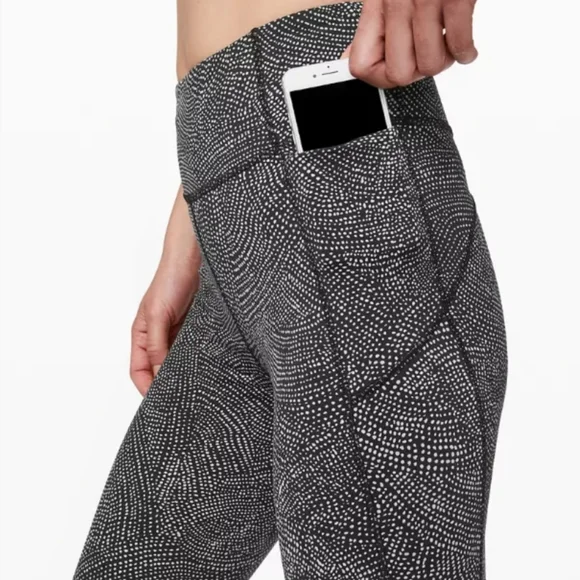 Lululemon athletica Final LapCrop 23" Black and White Patterned Women's Leggings - Picture 5 of 11